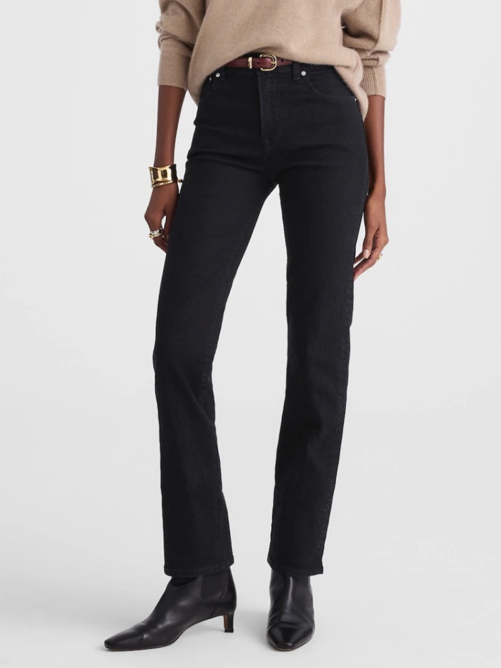 Madewell Longline Straight Jeans NWT Size 28 Black High Rise Full Length